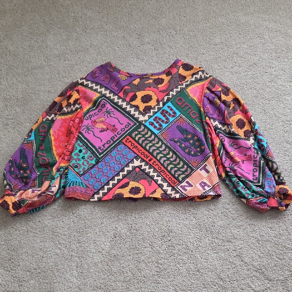 Farm Rio Multicolor Patchwork Sweater - image 3